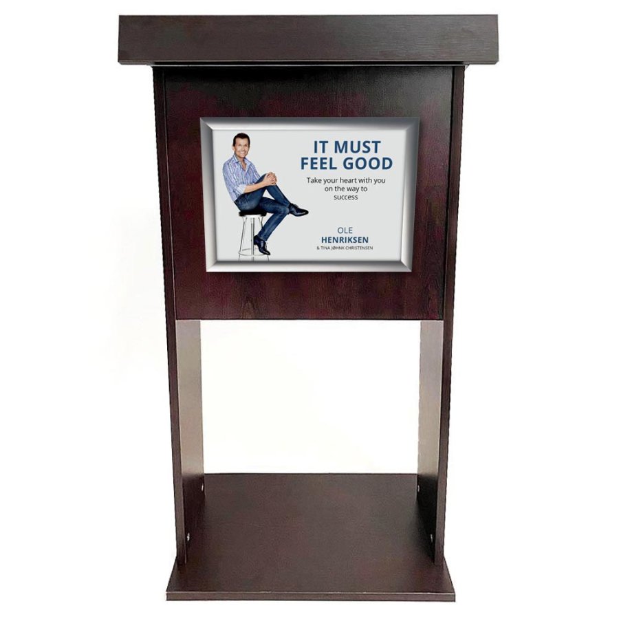 Elegant Black Wood Podium with A3 Silver Frame - Wood Podium from Fast-Fix