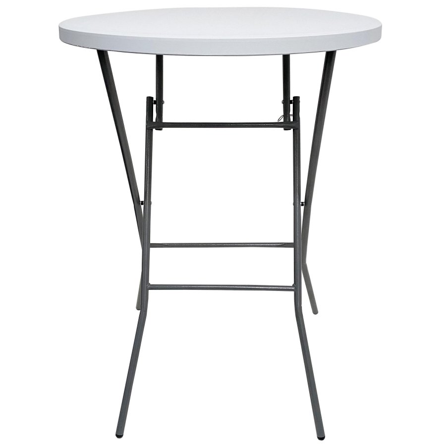 Folding table round Ø 80cm: White Tabletop & Black Steel Frame, Height 110cm