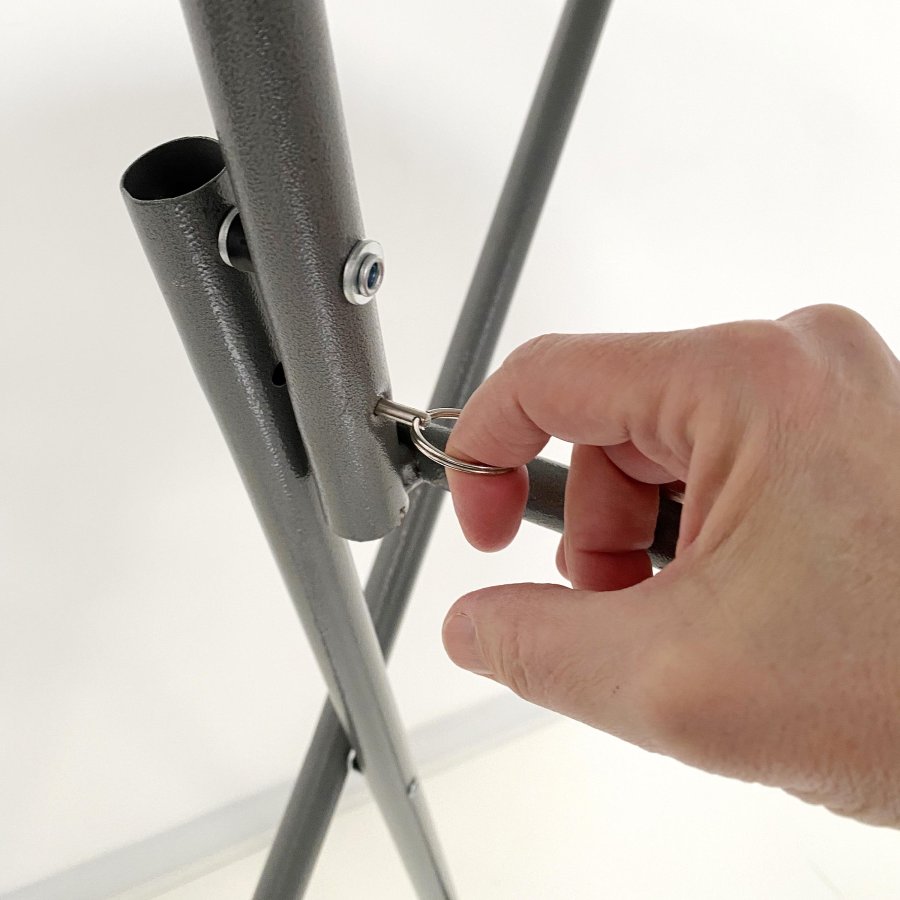 Folding table round Ø 80cm: White Tabletop & Black Steel Frame, Height 110cm