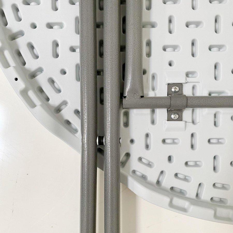 Folding table round Ø 80cm: White Tabletop & Black Steel Frame, Height 110cm