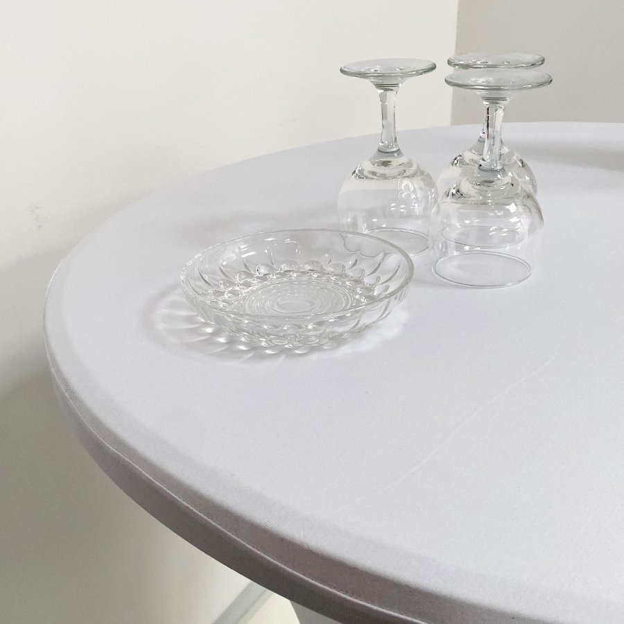 Folding table round Ø 80cm: White Tabletop & Black Steel Frame, Height 110cm