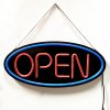 Attractive LED Open Sign - Black Design with Red Text and Blue Circle #1
