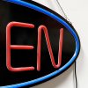 Attractive LED Open Sign - Black Design with Red Text and Blue Circle #8