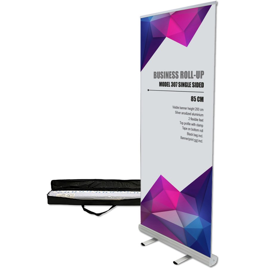 Business Roll-up, single sided, 85 cm, alu, in bag with long zipper