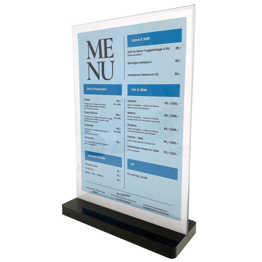 Black Bottom Menuholder, acrylic, A4