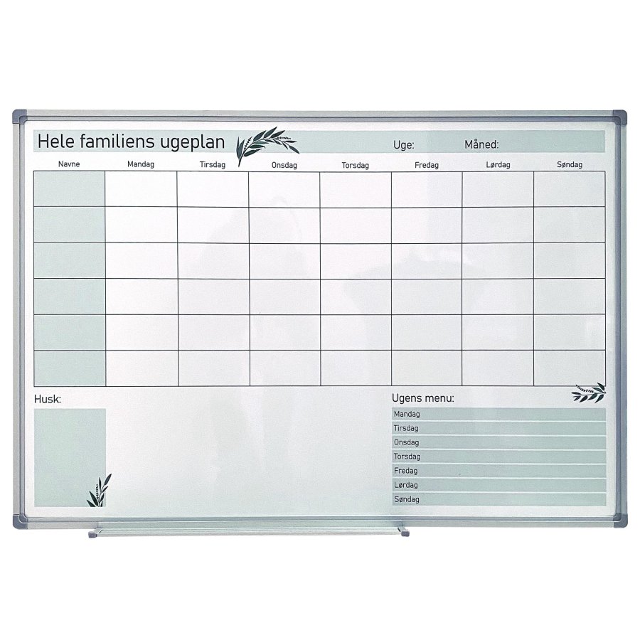 Whiteboard with weekly family planner, 60 x 90 cm