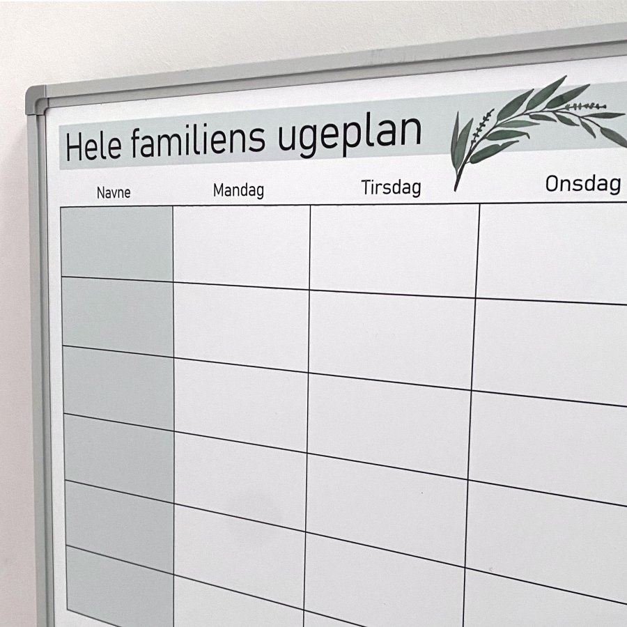 Whiteboard with weekly family planner, 60 x 90 cm