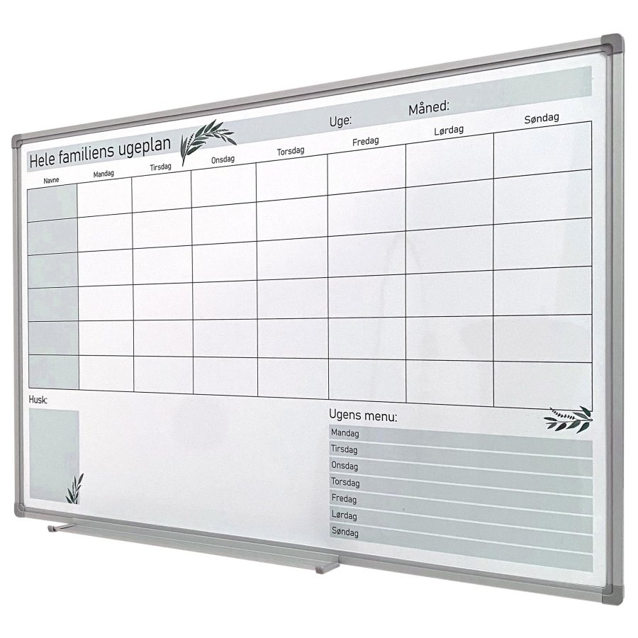 Whiteboard with weekly family planner, 60 x 90 cm