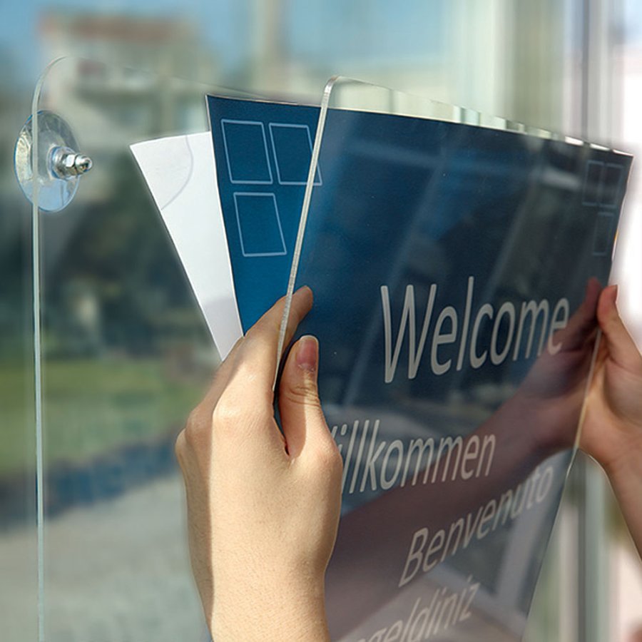 Window Frame with suction cups, vertical acrylic A4