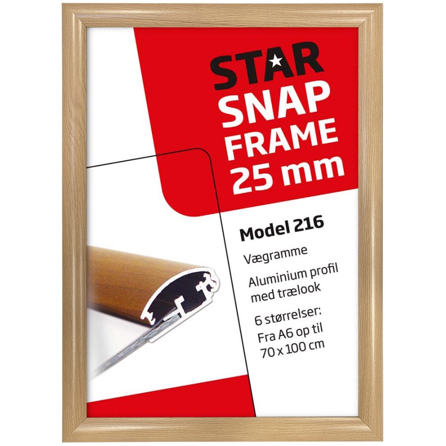 Aluminum Snap Frame, 25 mm, A3, Light Wood Finish