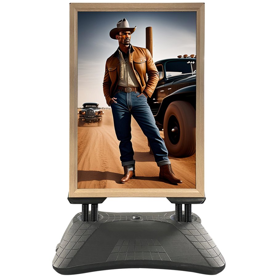 Wind-Pro Water Base Pavement Sign in Grey/Light Wood - A1 Size