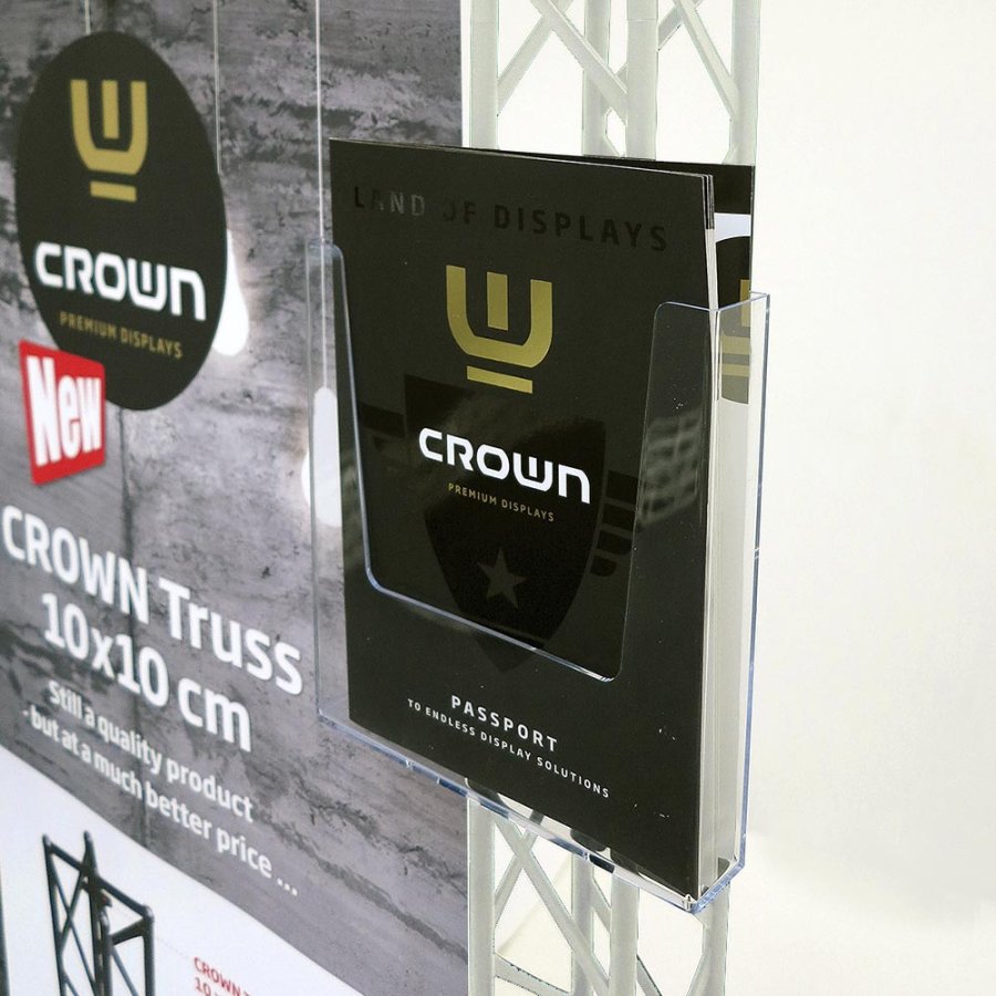CROWN TRUSS 10x10, Brochure dispenser A5 with fitting - white