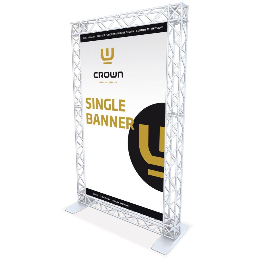 Crown Truss Single Banner, 15 x 15 cm, white exhibition wall