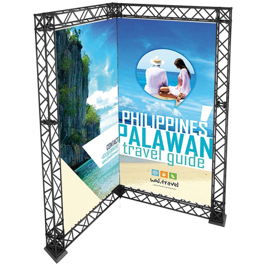 Crown Truss Corner Banner, 15 x 15 cm, black exhibition wall