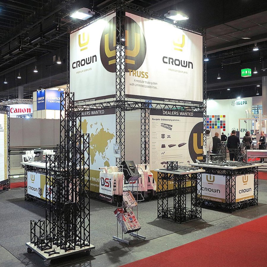 Crown Truss Wall Banner, 15 x 15 cm, black exhibition wall