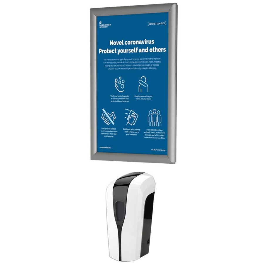 Hand Dispenser 1000 ml and Alu Snap Frame A3 - Wall Set