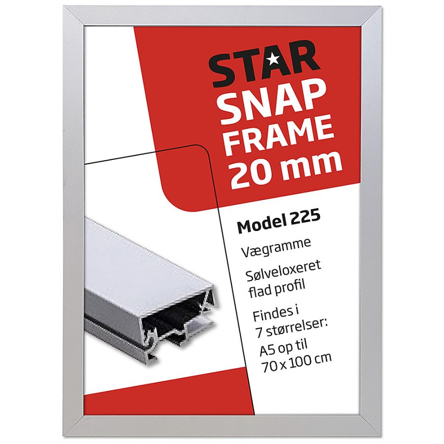 Alu snap frame, silver, flat 20 mm profile, A1