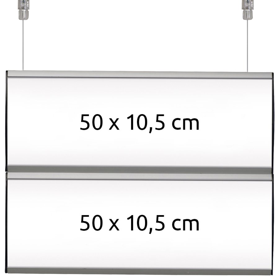 Ceiling Info System, double sided, 2 displays 10,5 x 50 cm
