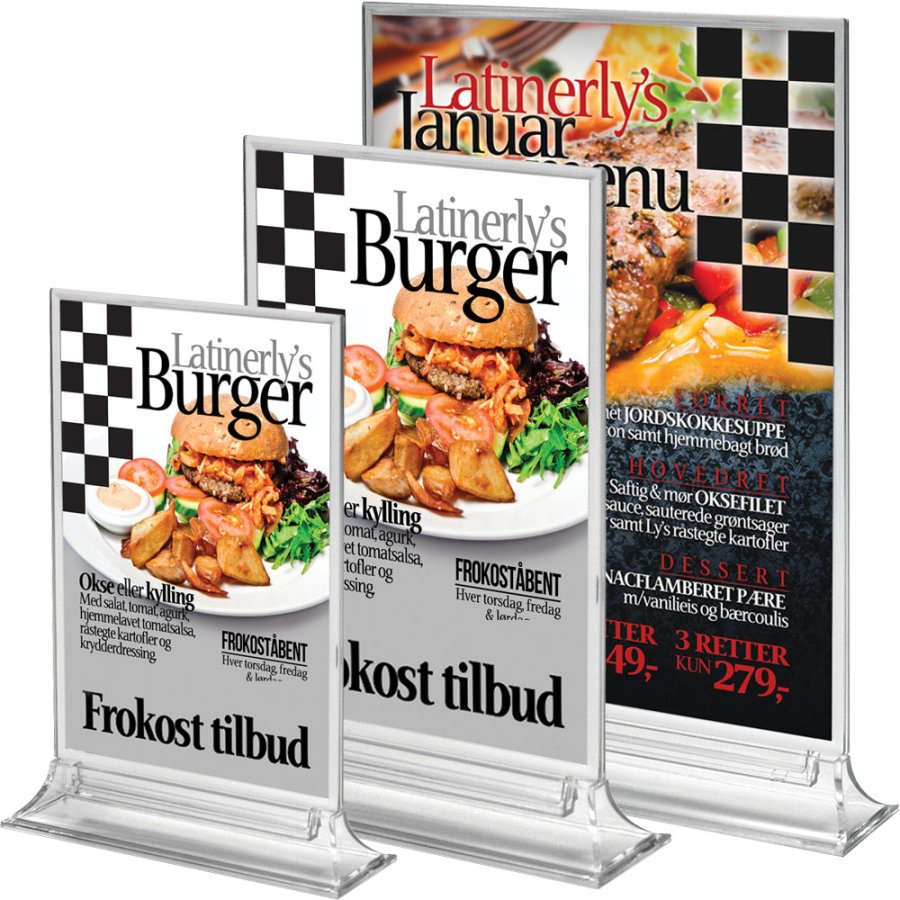 Upright Menuholder, acrylic, A5