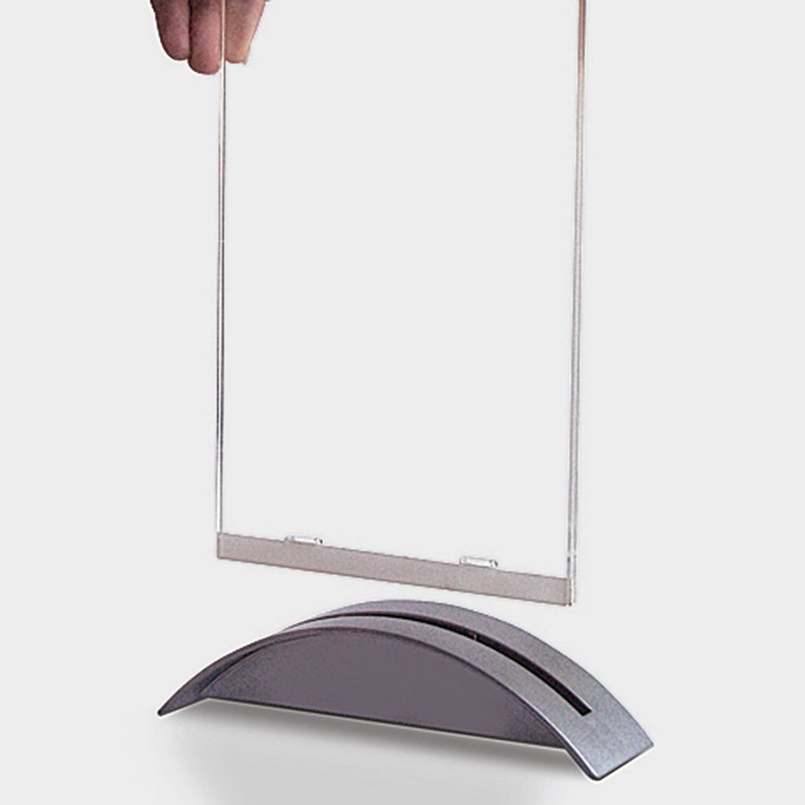 Rocket Menuholder with grey foot and A5 acrylic pocket