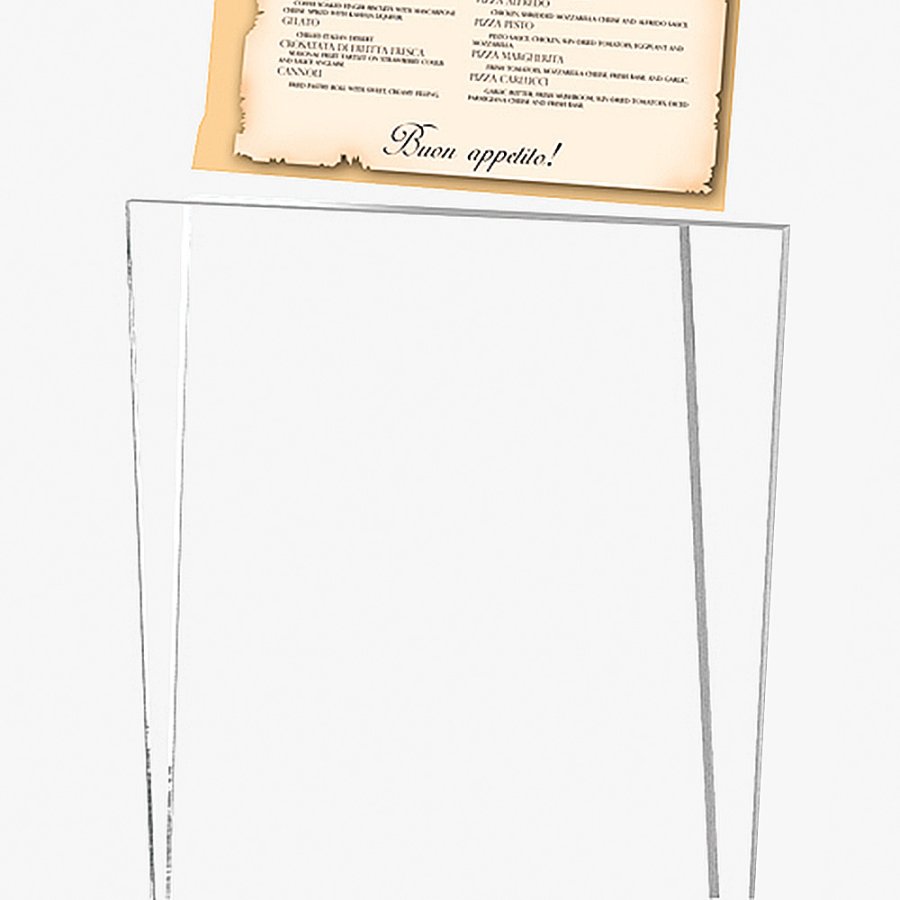 Rocket Menuholder with grey foot and A5 acrylic pocket