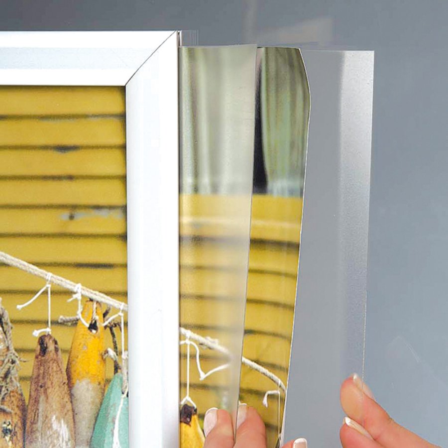 Slide-in frame, double sided, 25 mm, vertical, A3, alu/silver