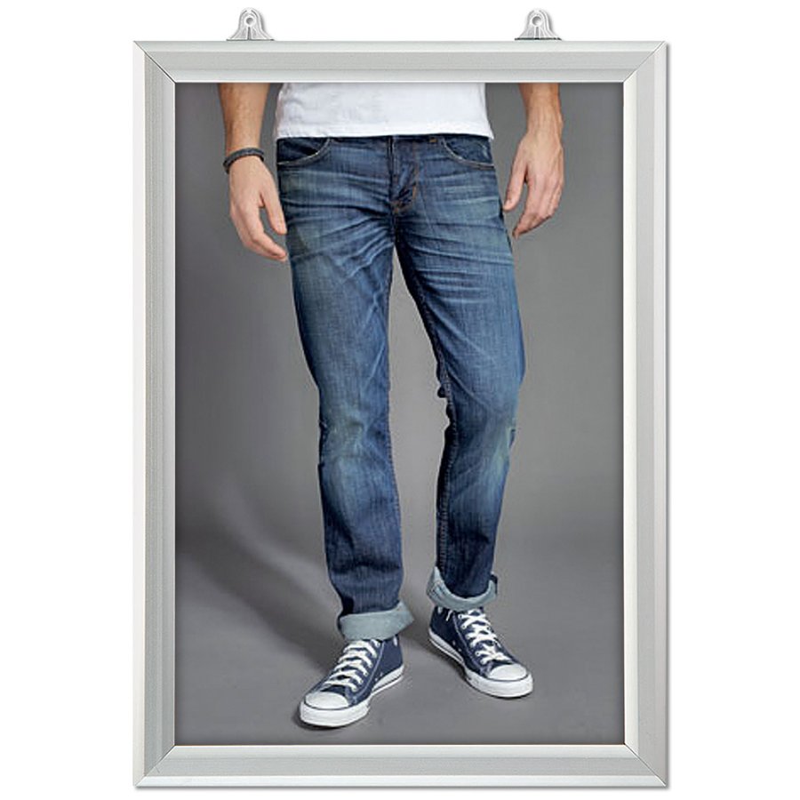 Slide-in frame, double sided, 25 mm, vertical, 50 x 70, alu/silver