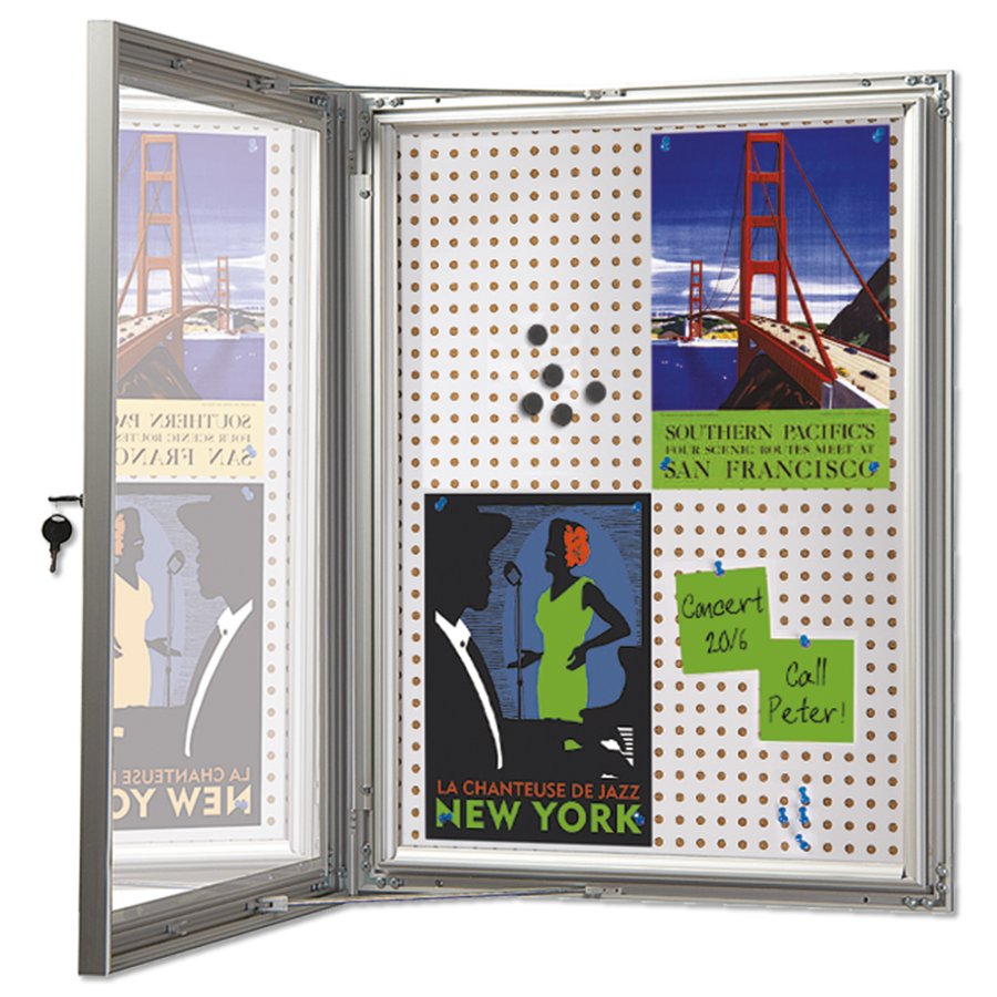 Infobox Combi with lock, 45 mm, 6 x A4, alu/silver