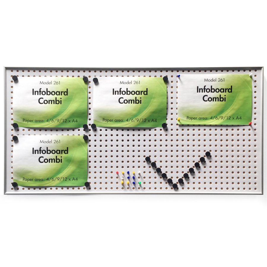 Notice Board, Cork & Steel Back Panel, Silver, 9 mm aluminum frame, 6 x A4