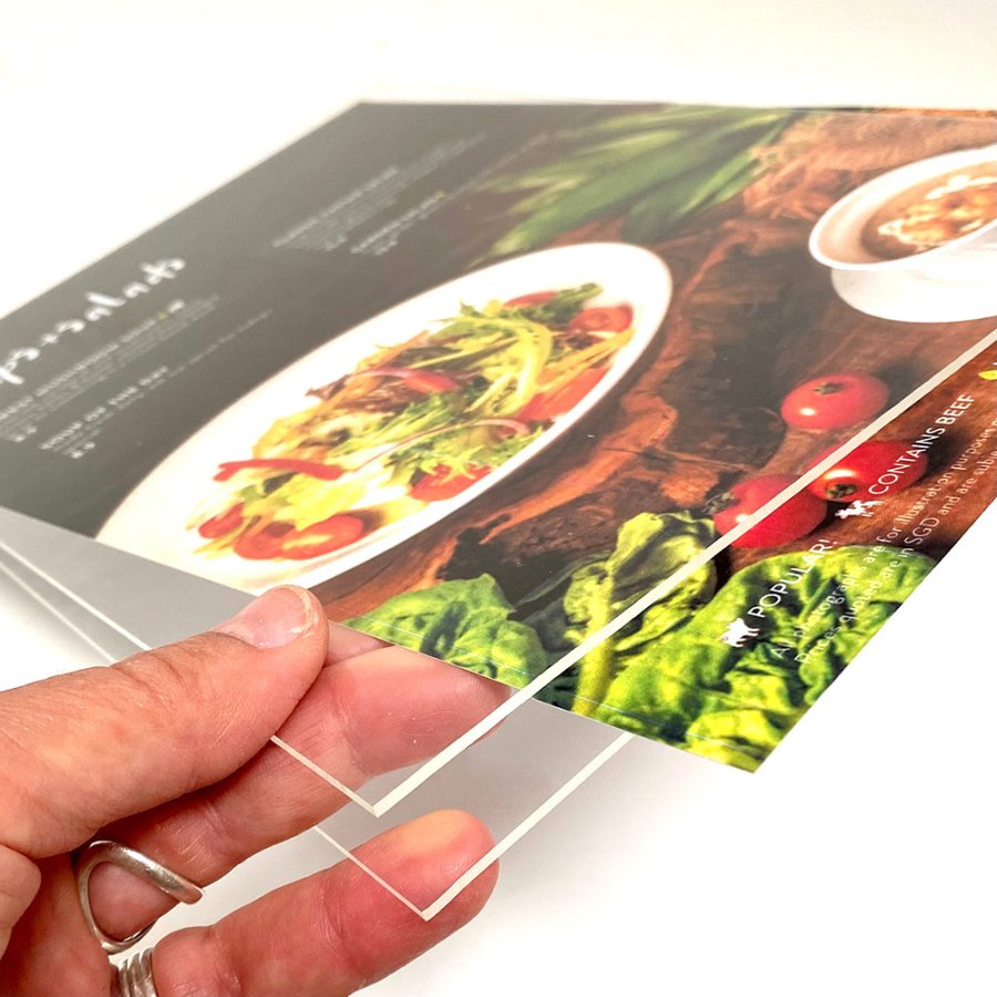 WOOD Block Menu holder acrylic A4 vertical/angled