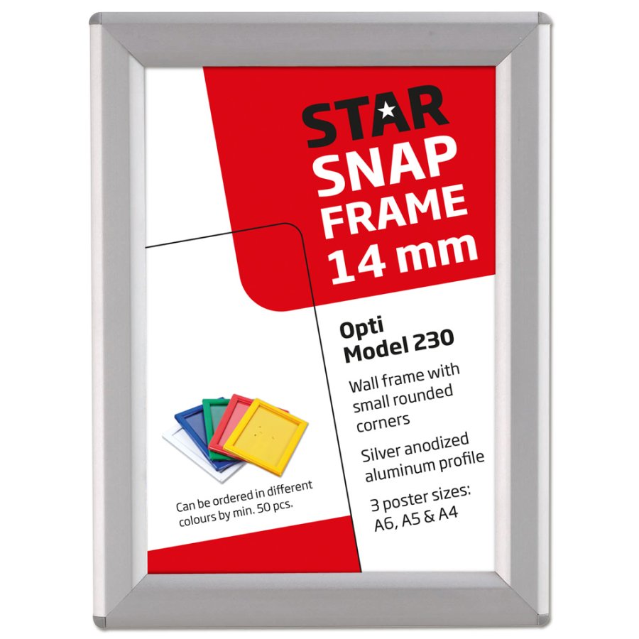 Opti snap frame, 14 mm, A4, silver