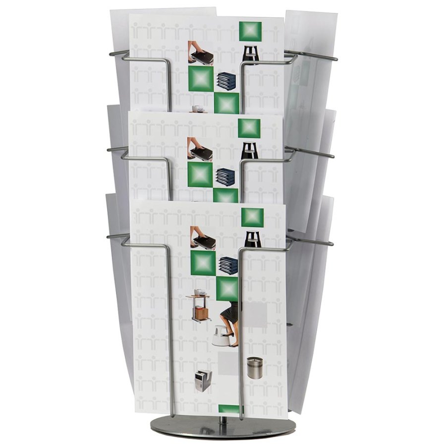 Wireholder Spin Table, 9 x A4, silver