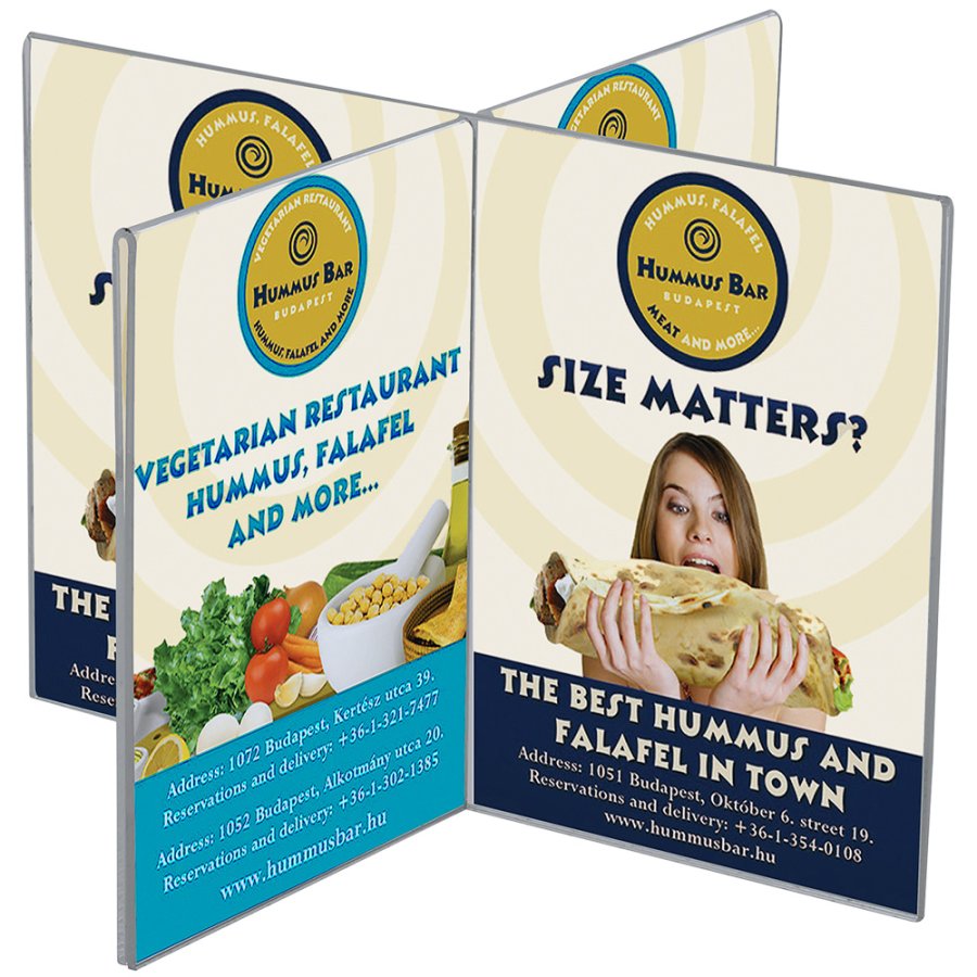 Cross Menuholder x 4, acrylic. 8 x A6