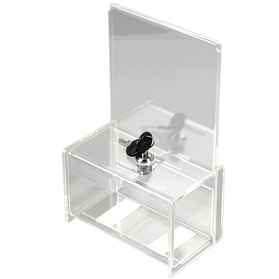 Tip Box Clear with info, 14,8 x 16 cm and lock