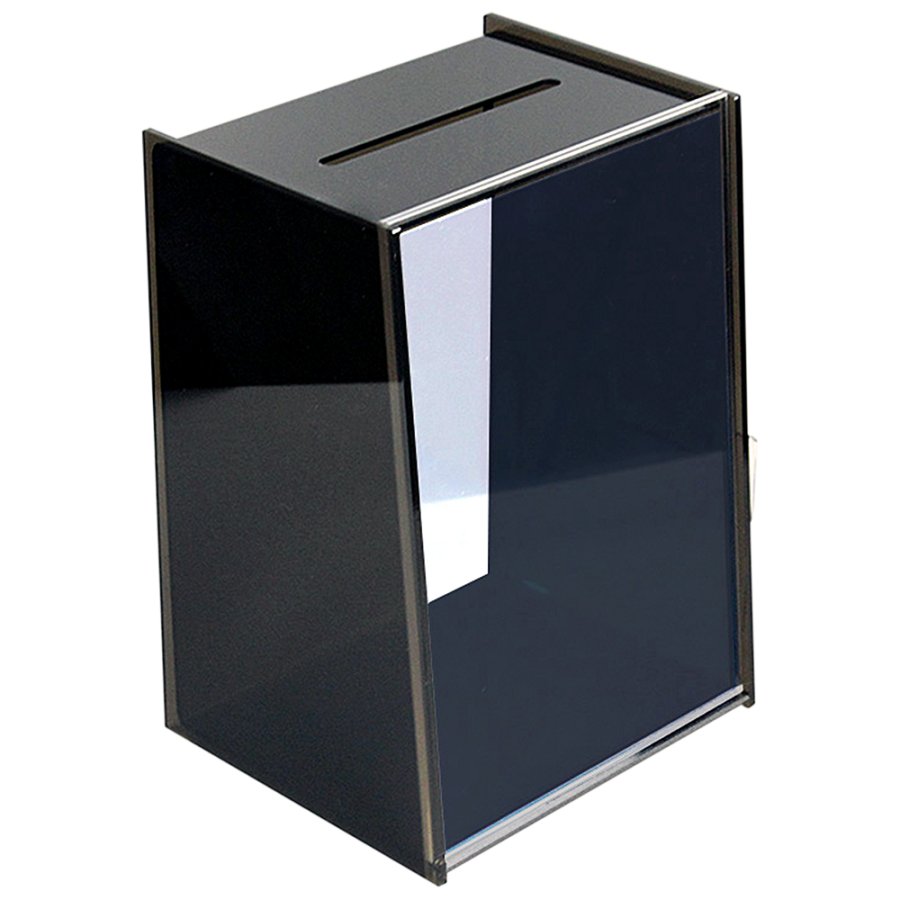 Tip Box Black with A4 info and M65 brochure holder, acrylic