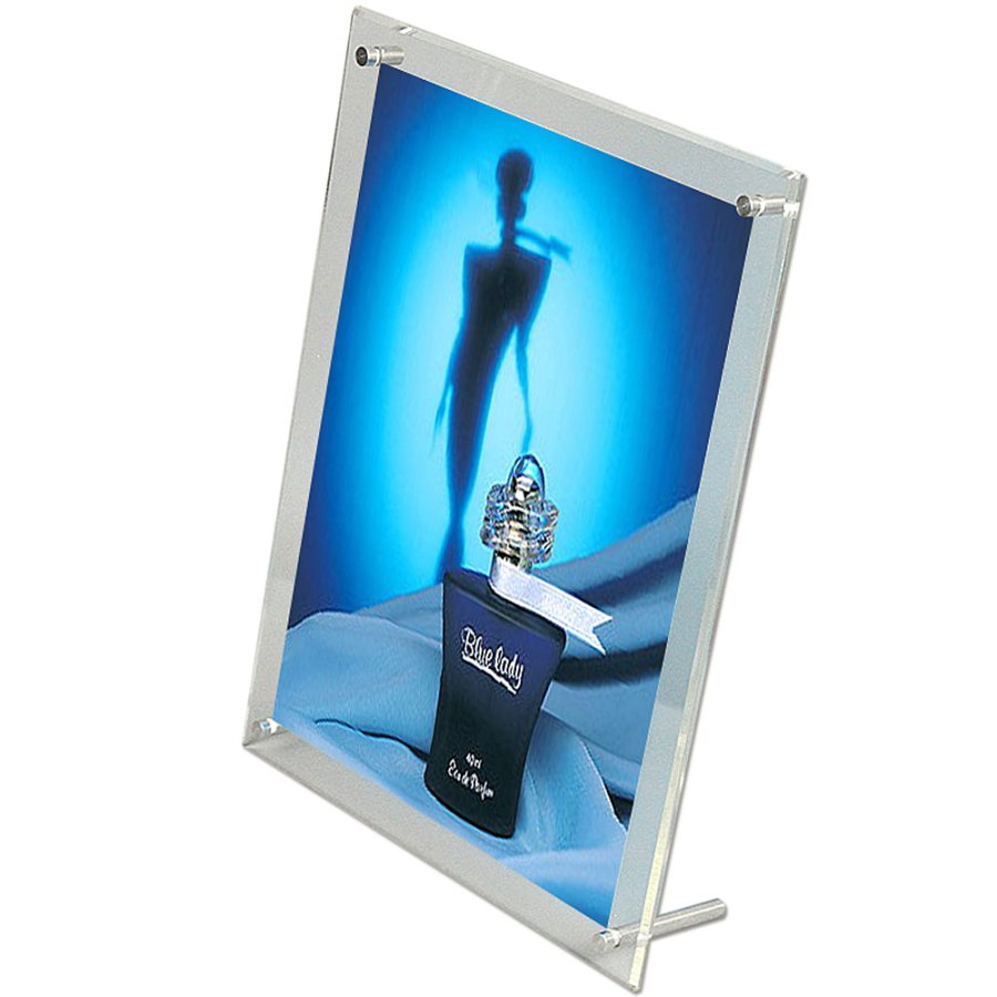 Menuholder with Legs, acrylic / alu, A4