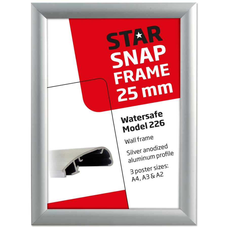 Alu snap frame watersafe, 25 mm, A2, silver