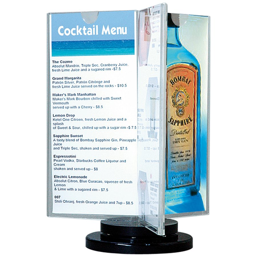 Spin Menuholder, acrylic, 6 x M65