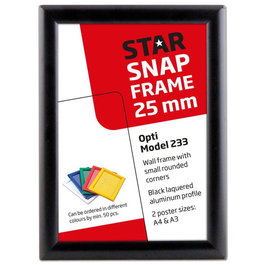 Opti snap frame, 25 mm, A4, black