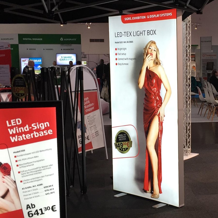 LED-Tex Light Box Stand, double sided, 85 x 200 cm