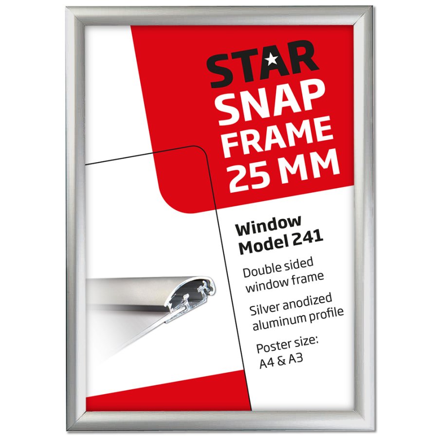Window Frame, double sided, 25 mm, A4, alu/silver