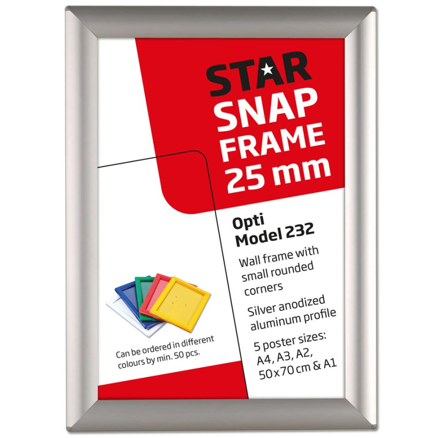 Opti snap frame, 25 mm, A4, silver
