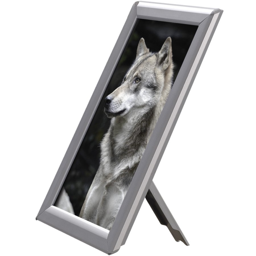 Photo snap frame, 14 mm, A5, silver, with support fitting