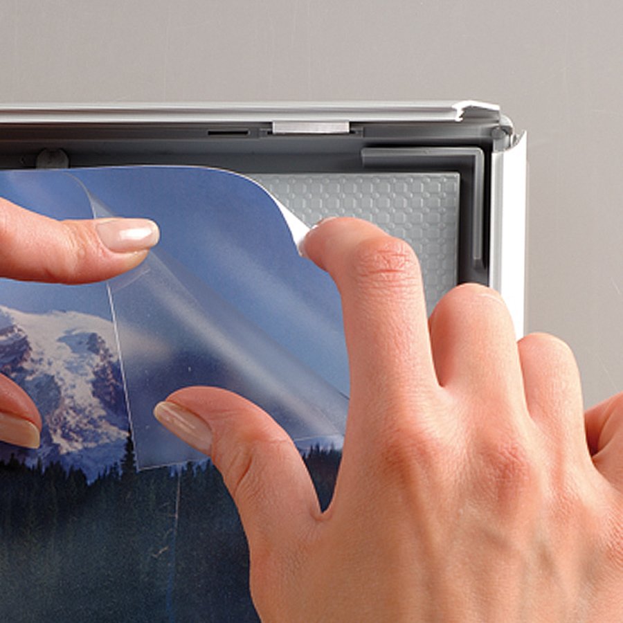 Photo snap frame, 14 mm, A5, silver, with support fitting