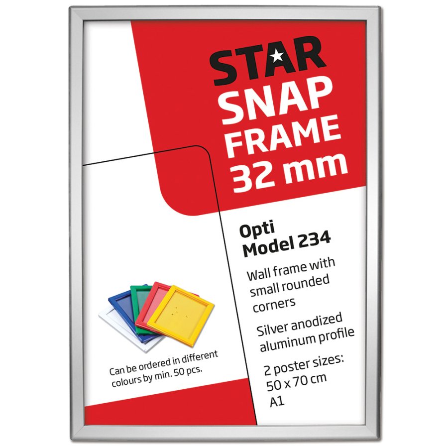 Opti snap frame, 25 mm, 50 x 70, silver