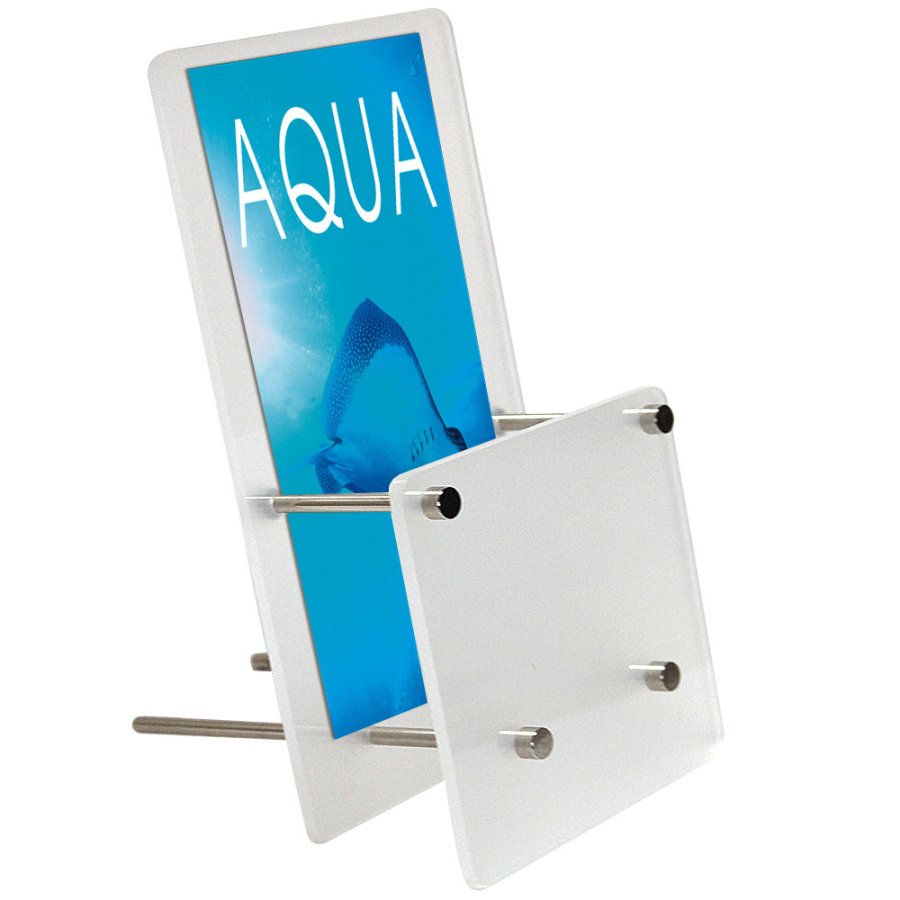 Frosted Brochureholder, acrylic/steel, A4