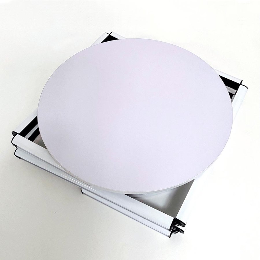 Circle Counter, white, with 8 PET panels and suitcase