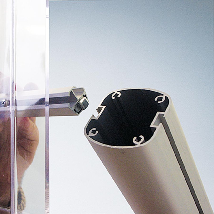 MULTISTAND 20 Single sided, 8 pcs. M65 Shelves + logoplate