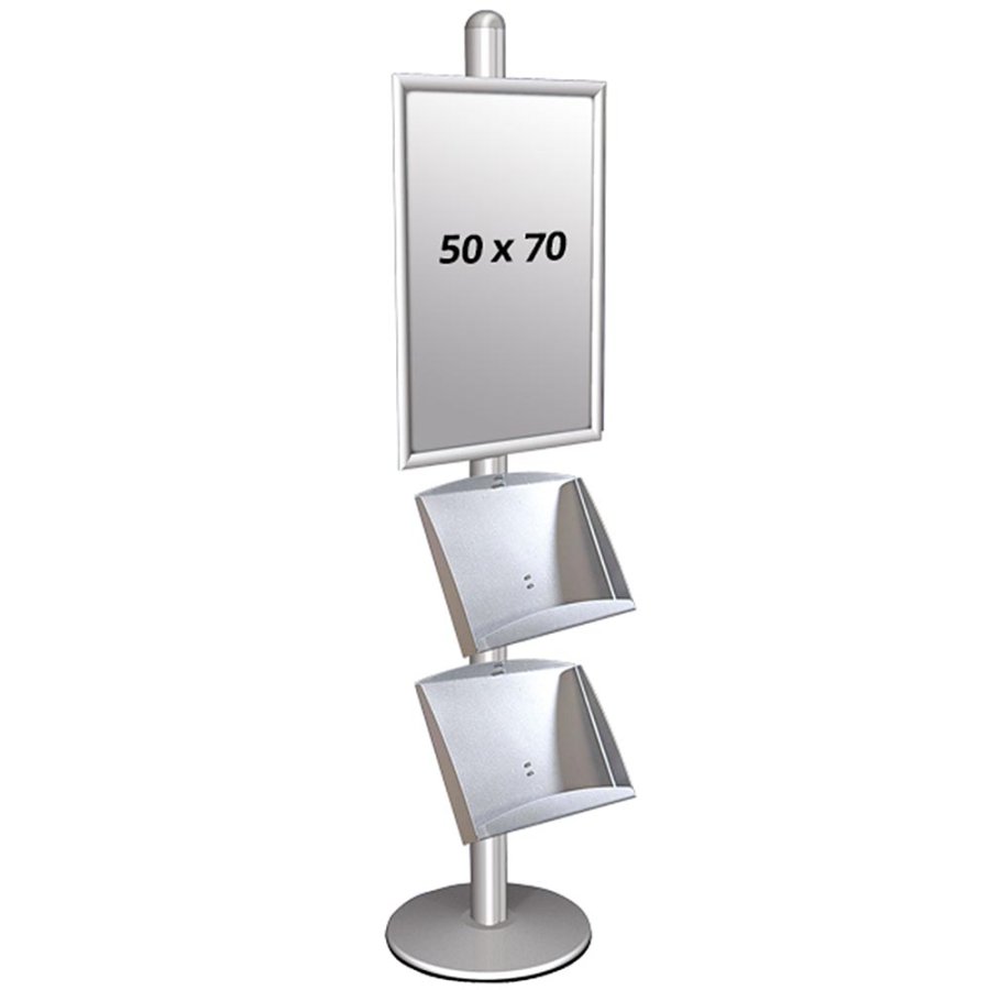 MULTISTAND 3 Single sided with 2 steel shelve 25mm 1 x 50x70 cm Alu