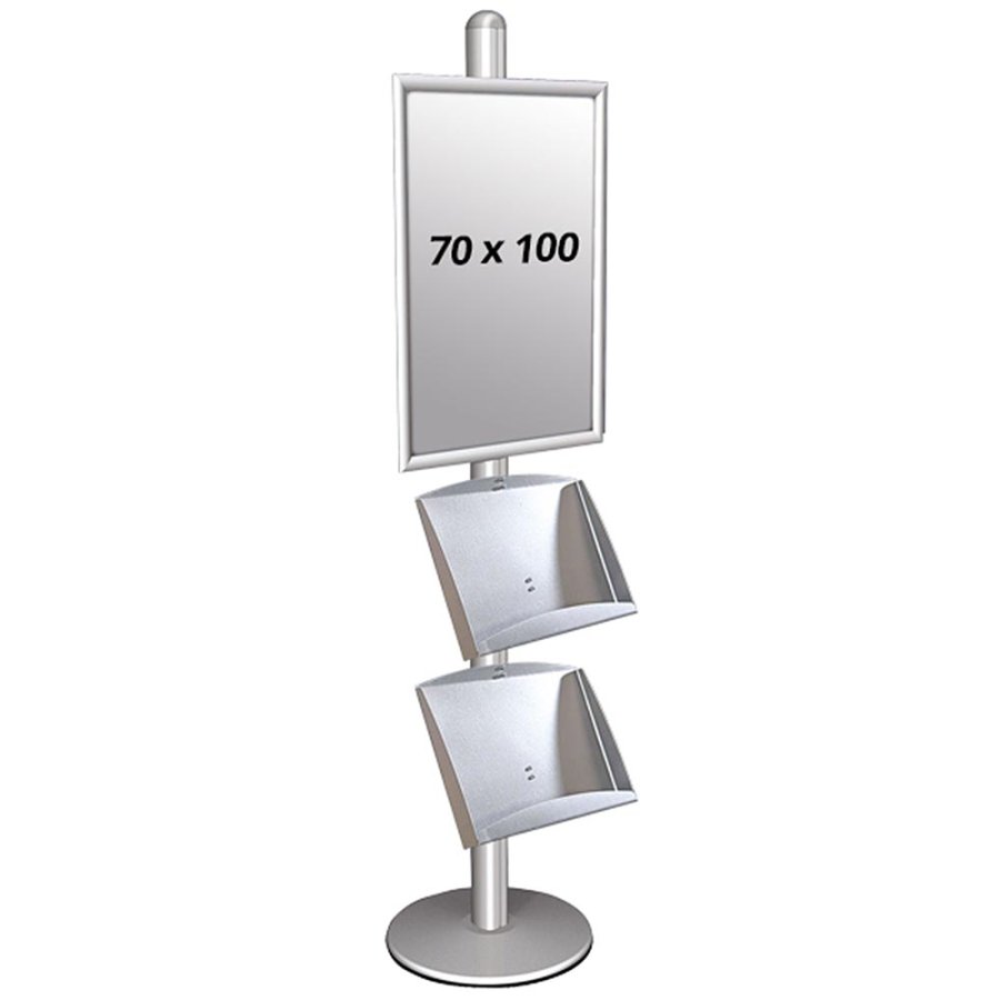 MULTISTAND 3 Single sided with 2 steel shelve 25mm 1 x 70 x 100 cm Alu